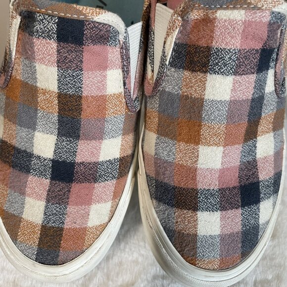 SeaVees Baja Slip On Platform Sneakers Size 6 Chai Check Flannel Plaid - Picture 13 of 16